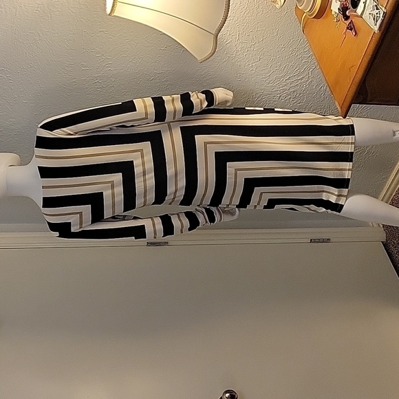 CATO Space Age Geometric Atomic Mod Long Sleeve Bodycon Longline Dress - Picture 6 of 10